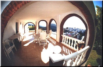And here's our villa, Art of Living. We stayed on the first floor. That's our terrace, massively deformed by fisheye lens.