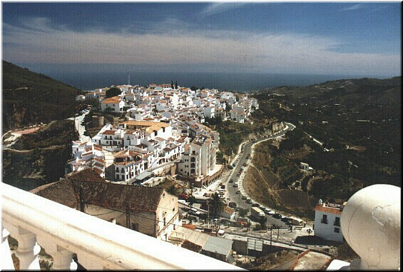 View from the roof terrace. That's the Mediterranean Sea in the distance, about 10 km away at Nerja.